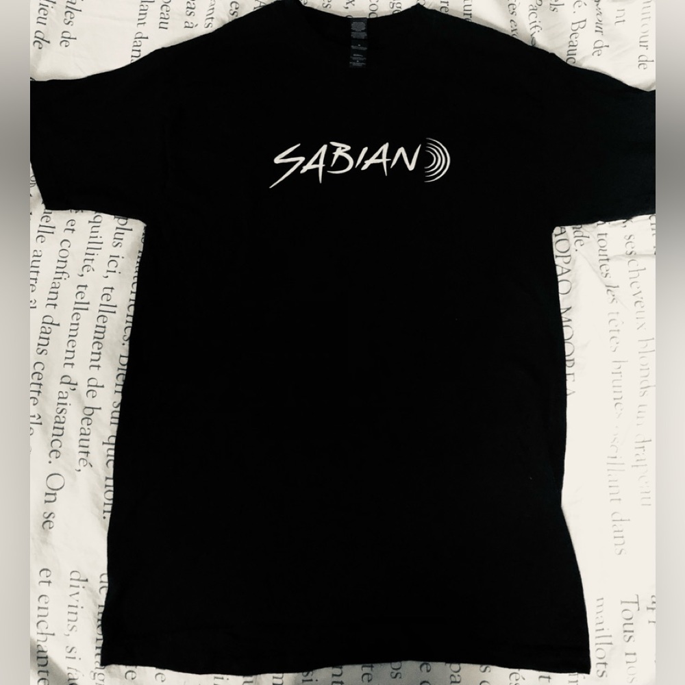 SABIAN Cymbals Logo TShirt Ladies Sz M Drummer Interest NEW